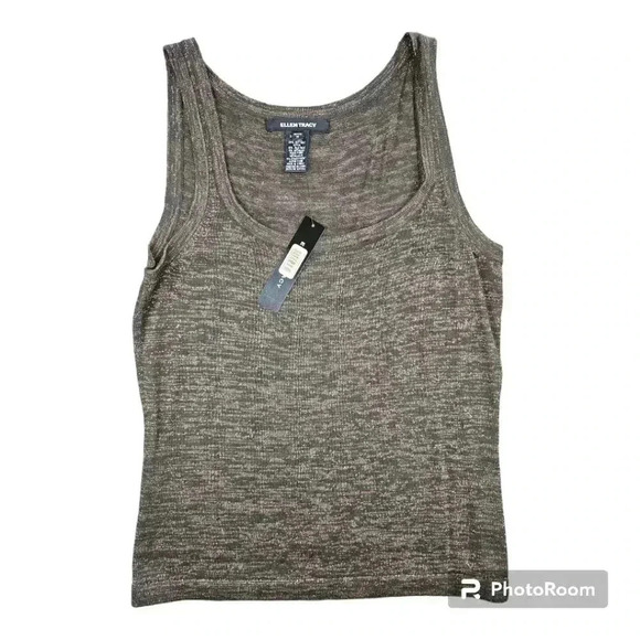 NWT Ellen Tracy Soutache Knit Cardigan and Tank Set Bronze and Gold Petite Med - Picture 13 of 16